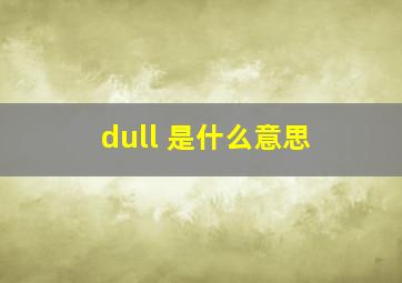 dull 是什么意思